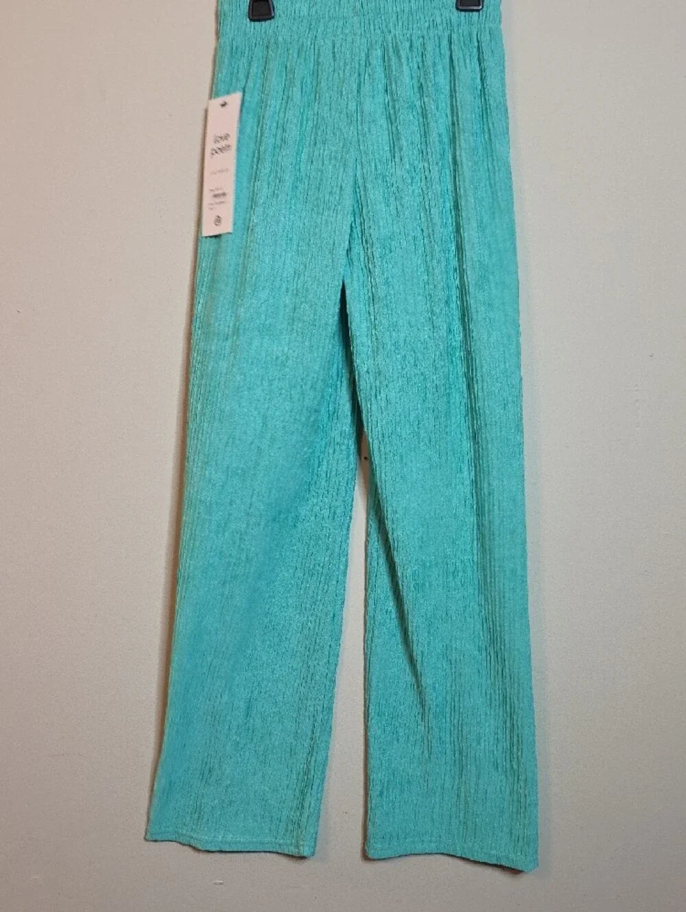 Two Piece Spearmint Love Poem Plisse Wide Leg Set